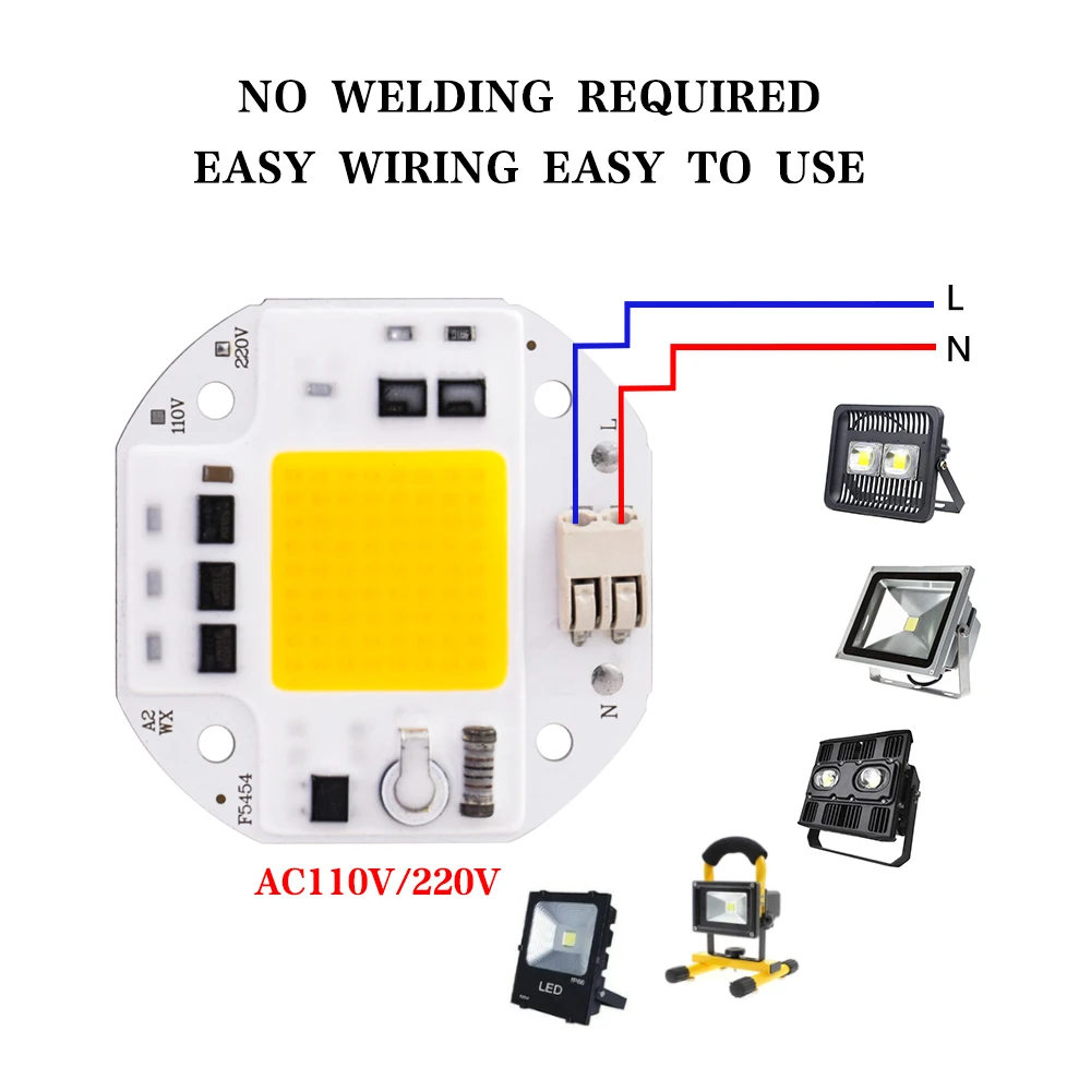 110V 220V LED Chip 10PCS 50W 70W 100W COB Chip LED Lamp Beads for Flood Light Spotlight Lampada DIY Lighting Welding Free