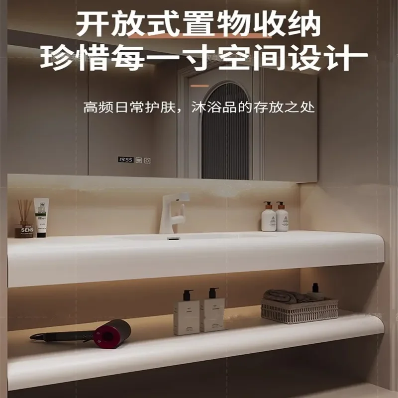 for Simple Modern Skin Feeling Integrated Basin Bathroom Cabinet Combination Smart Bathroom Washbasin Sink for Hotel