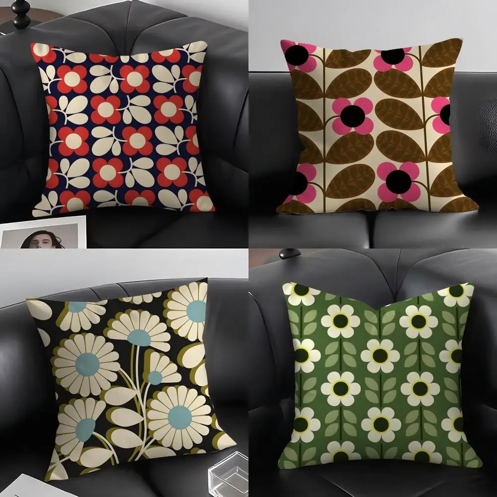 Orla Kiely Flower Fashion Cushion Cover Pillowcase Ultra Soft Skin Friendly Fabric Cloud Like Comfort & Concealed Zipper
