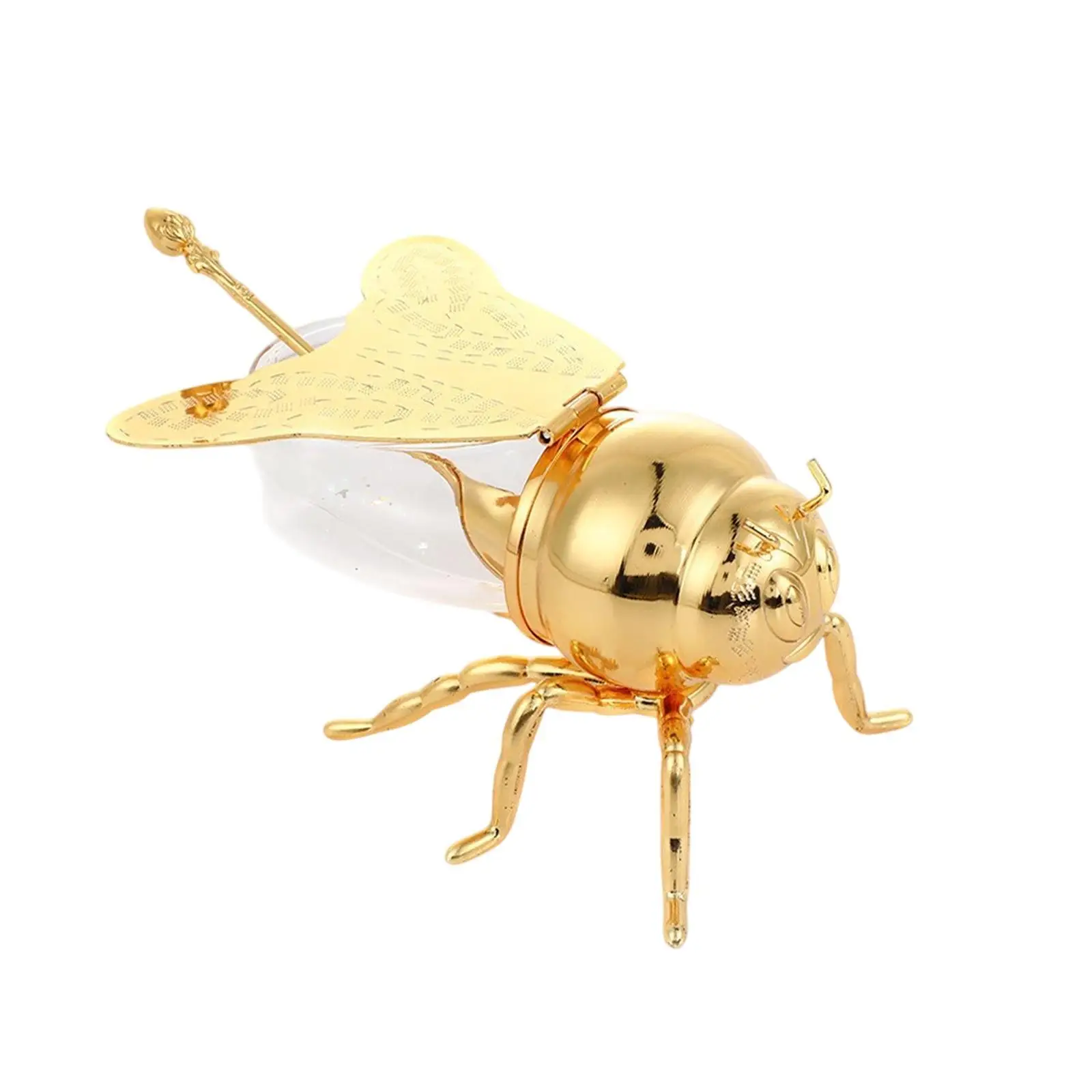 Bee Honey Jar Container Canister Ornament with Spoon Multipurpose Creative