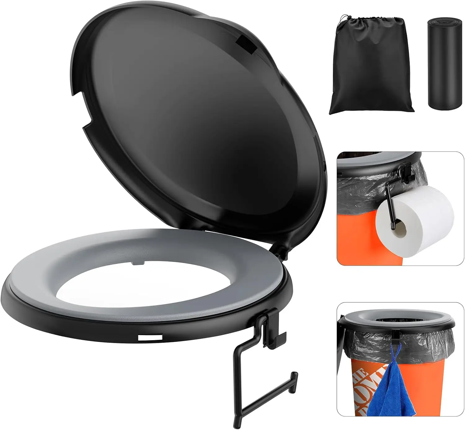 

Portable 5 Gallon Bucket Toilet Seat with Cushion and Lid for Camping, Hiking, Emergency Use
