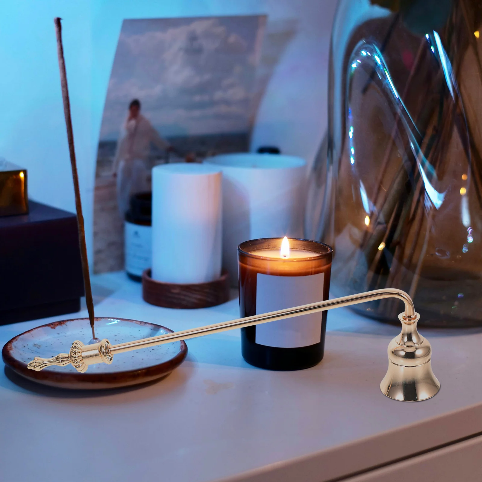 Vintage Metal Snuffer Long Handle Extinguish Tool for Wick Suitable for Scented and Jar Candles