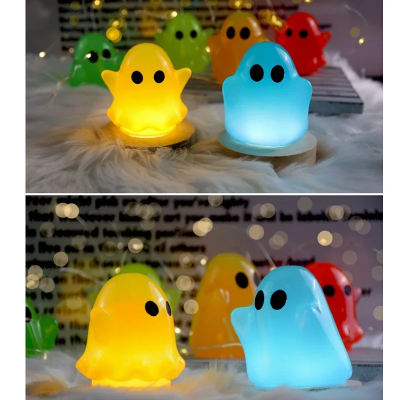 Crystal Epoxy Resin Halloween Dress Up Atmosphere Light DIY Ghost Shape Silicone Mold Party Atmosphere Mold Bedside Cute Decorat