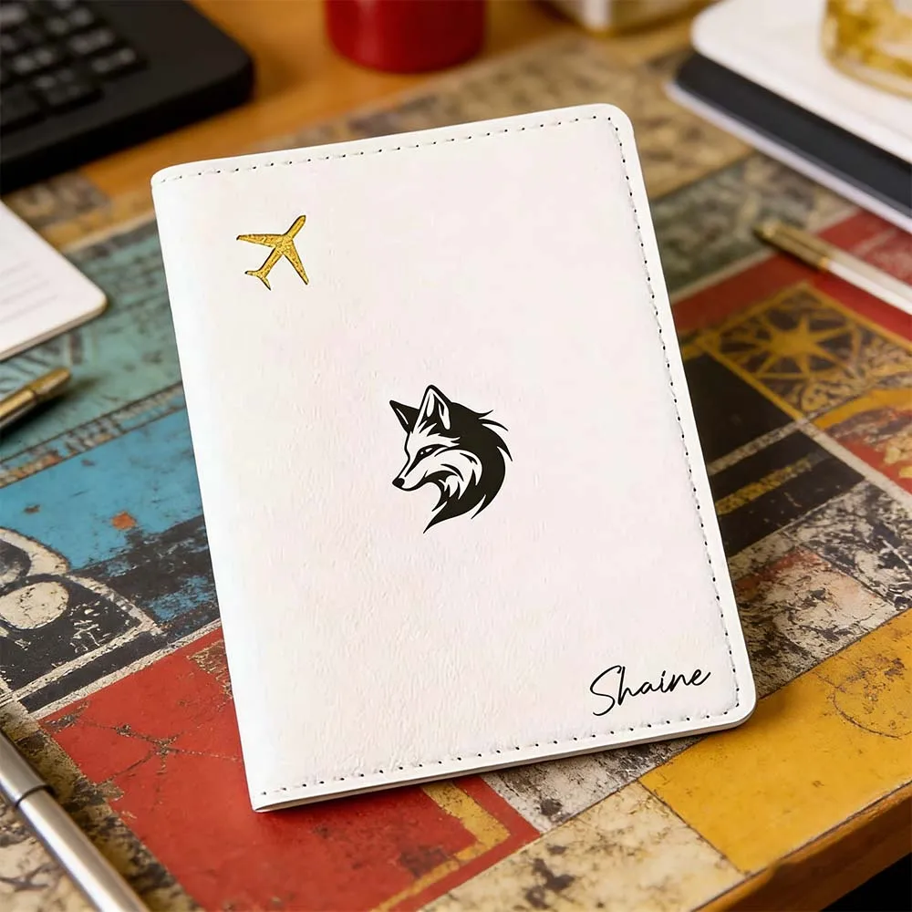 

1pc Personalized Name Passport Cover Travel Gift Engraved Leather Passport Case Cute Style