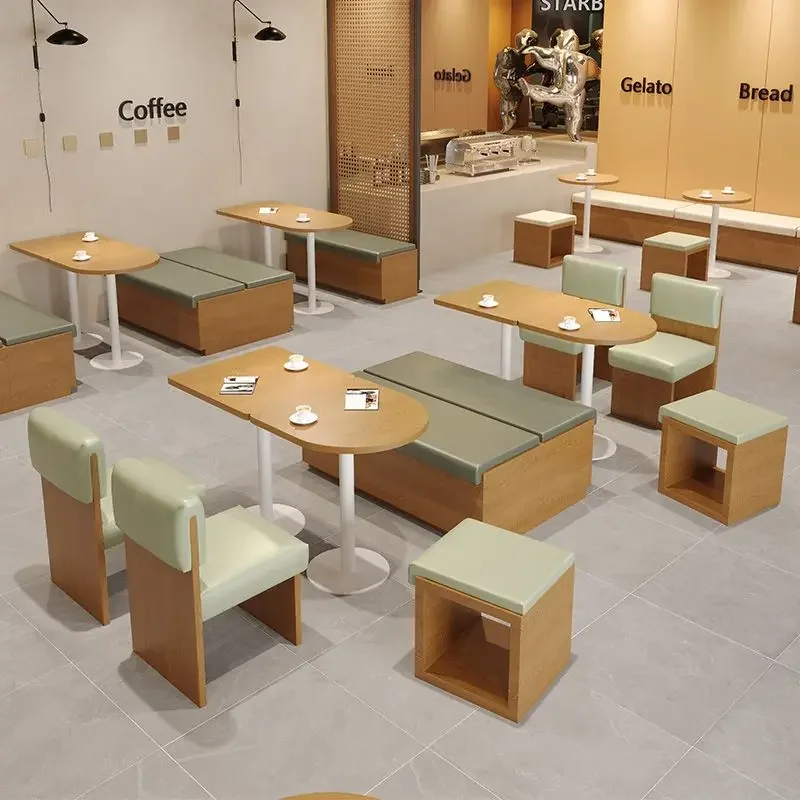 Business leisure backrest table and chair combination Customized Tables and Chairs in Sofa Book bar and clean bar image 6