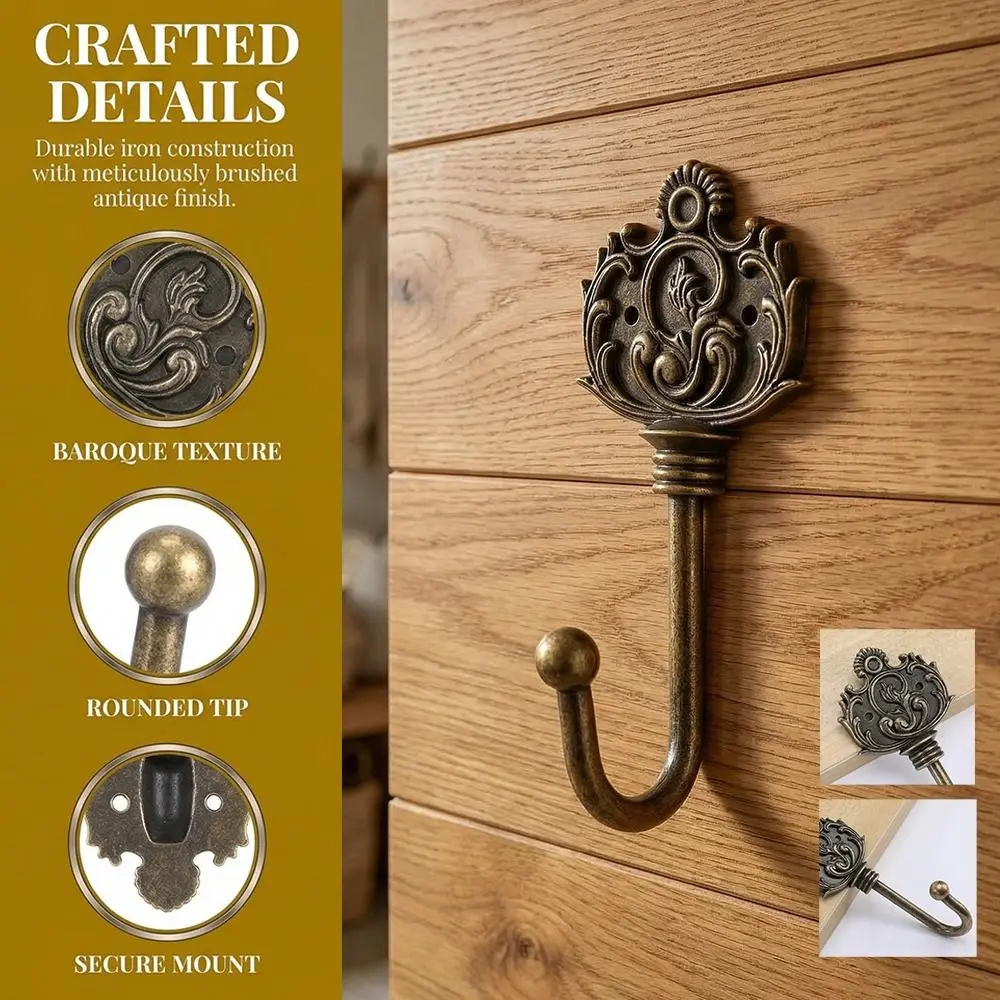 Living Room Decor Home Decoration Wall Hook Iron Wall Mounted European Style Metal Hook Creative Vintage Door Storage Hook Door