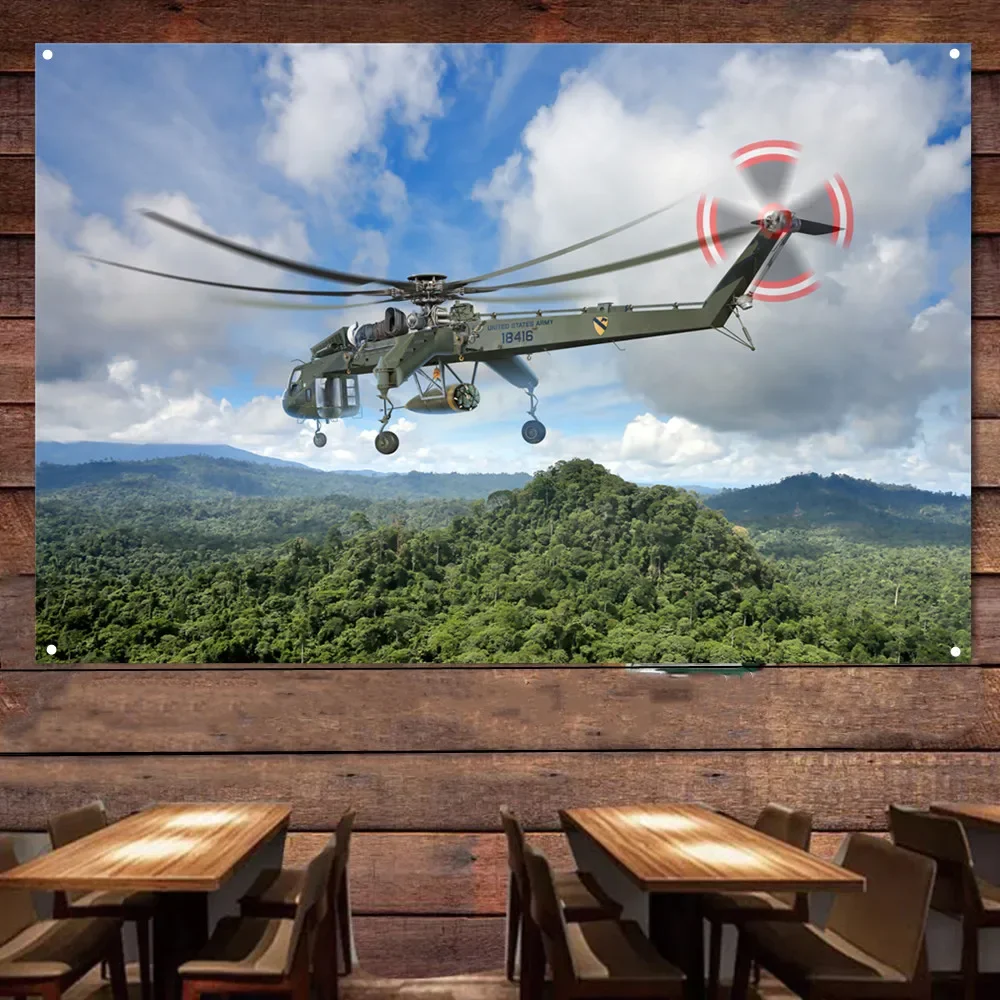 

CH-54 Tarhe Attack Helicopter Wall Art Flag Tapestry - Aviation Military Art Posters Wall Decor Banner - Best Gift for Army Fans