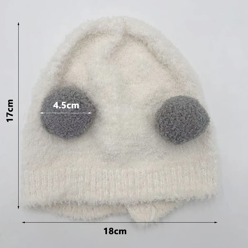 Cute Winter Warm Kids Girl Boys Baby Hats Fleece Wool Hemming Caps with Ball Solid Wool Ear Protection Hats Soft Newborn Bonnet