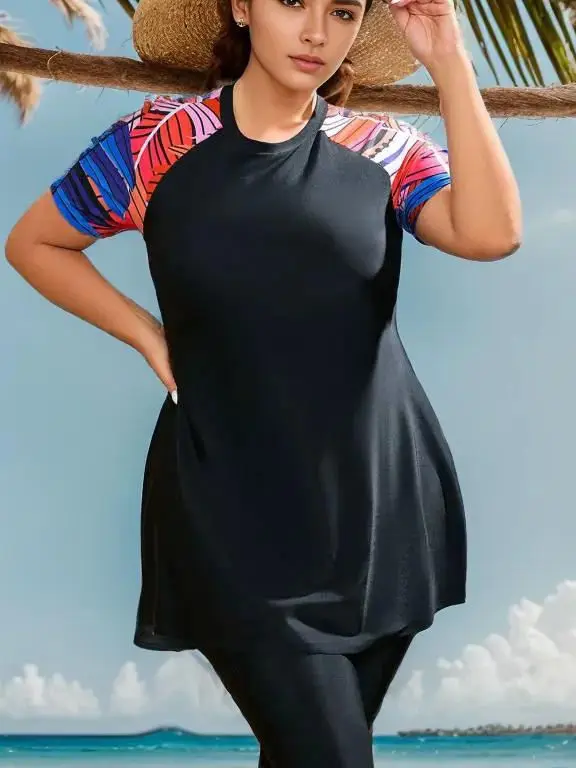 

Трансграничный новый женский купальник ort Sve Seven-Foot Conservative Sports Casual Sle plus Size Раздельное бикини