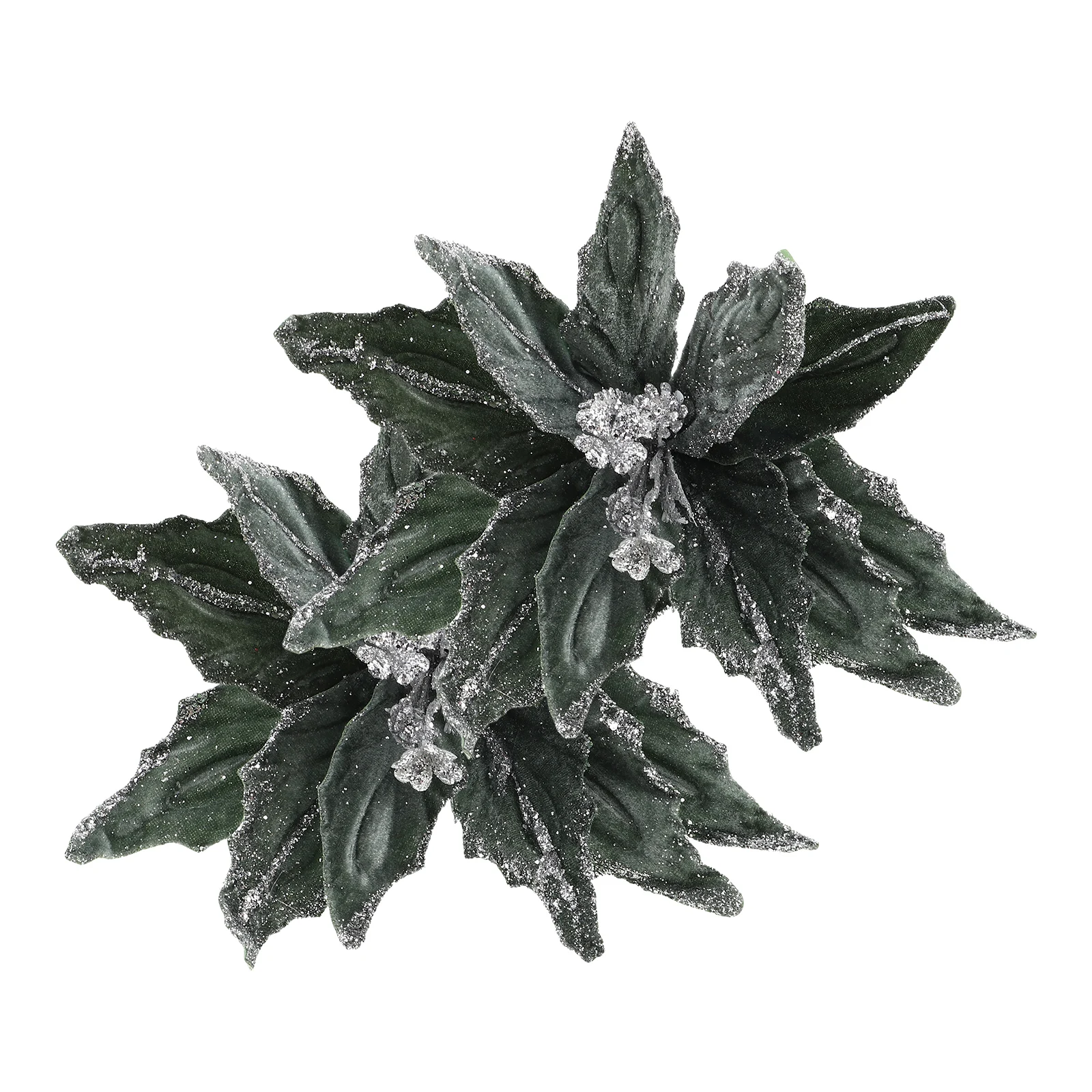 

2 Pcs Christmas Decoration Flower Branches Decorations Sequins Artificial Poinsettias for Berry Picks Flannelette Flowers