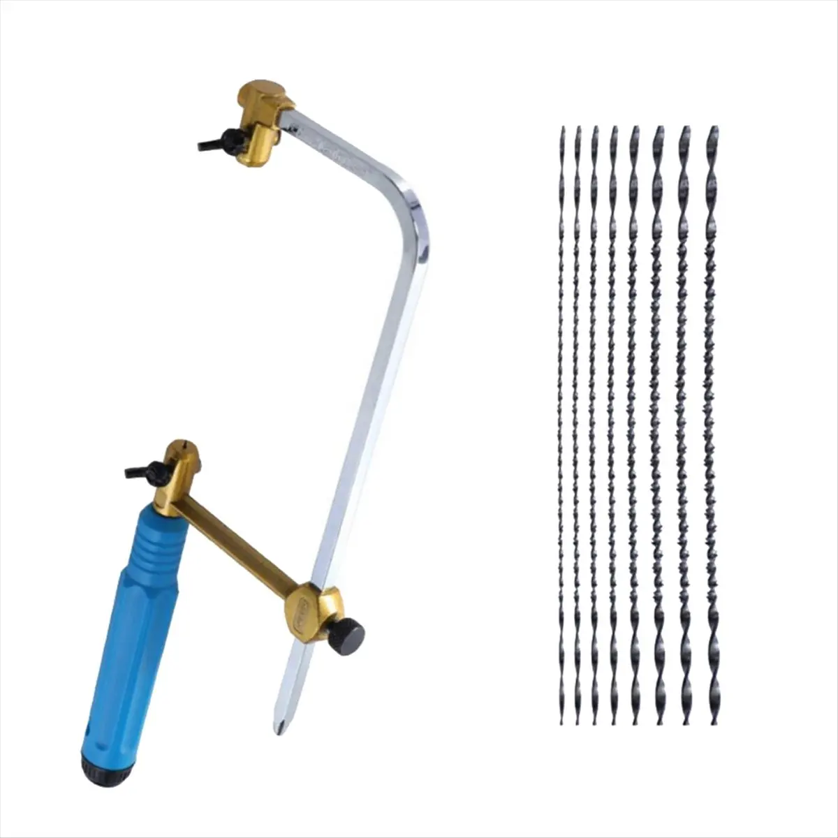 A89X Adjustable Frame Sawbow U-Shape Coping Jig Saw for Craft Jewelry DIY Tool with Spiral Blades Tool Hand Saw with 8 Blade