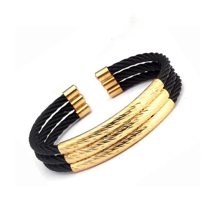 Unique 3 Layers Charm Stainless Steel Bracelets Bangles Men Women Jewelry High Quality Sporty Male Open Cuff Bangles