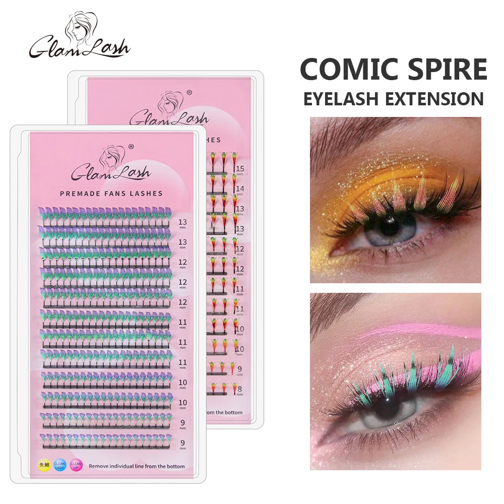 GLAMLASH Shiny Glitter Comic Spire Eyelash Extension Holographic Manga False Eyelashes Magical Elf Tinsel Anime Lashes