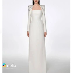 Amelia Square Collar Prom Dress Full Sleeves With Floor Length Evening Dress Women Wedding Party Formal Gowns Arabia