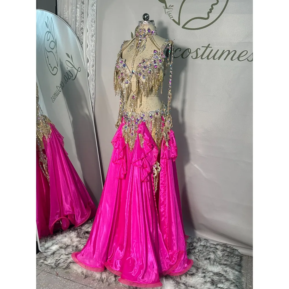 Customized Eastern Bellydance Dress Indian Clothes Women Belly Dancing Bra and Skirt Set Oriental Dance Costume Group Stage Wear