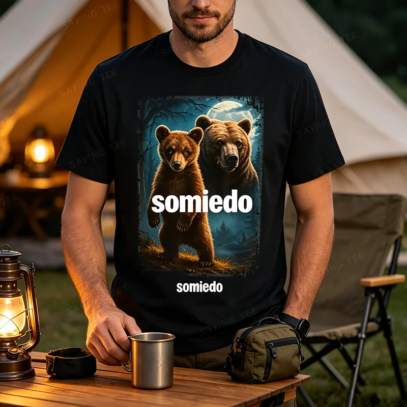 Somiedo Bär Lustiges Tierliebhaber-Bären-T-Shirt Y2k Camping Grafik Ästhetische Kleidung Humor Weiches Baumwoll-T-Shirt Kurzarm Geschenk – Detail 3