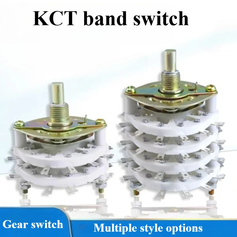 1pcs KCT Band Gear Rotary Switch 1 Pole 6/7/8/9/10 3W2D 4W2D 5W2D 3W3D Position with Channel Rotary Switch Selector with Cap