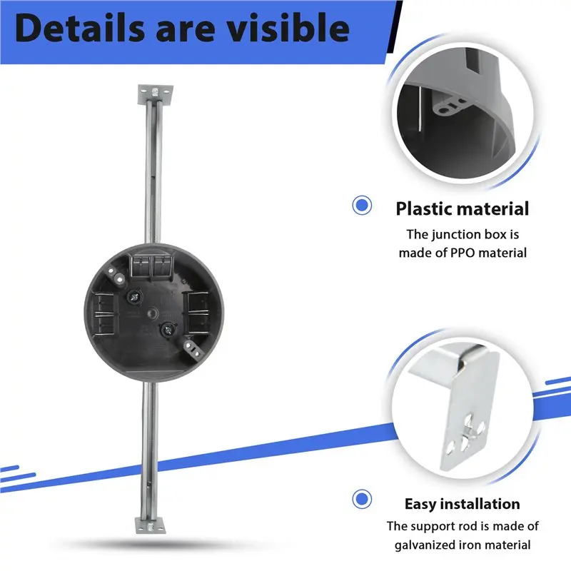 DT17 Ceiling Fan Brace Electrical Box 14.25 to 22.5 Inch Adjustable, Fan Mounting Bracket for Ceiling Fan Light Fixture, 2 Pack