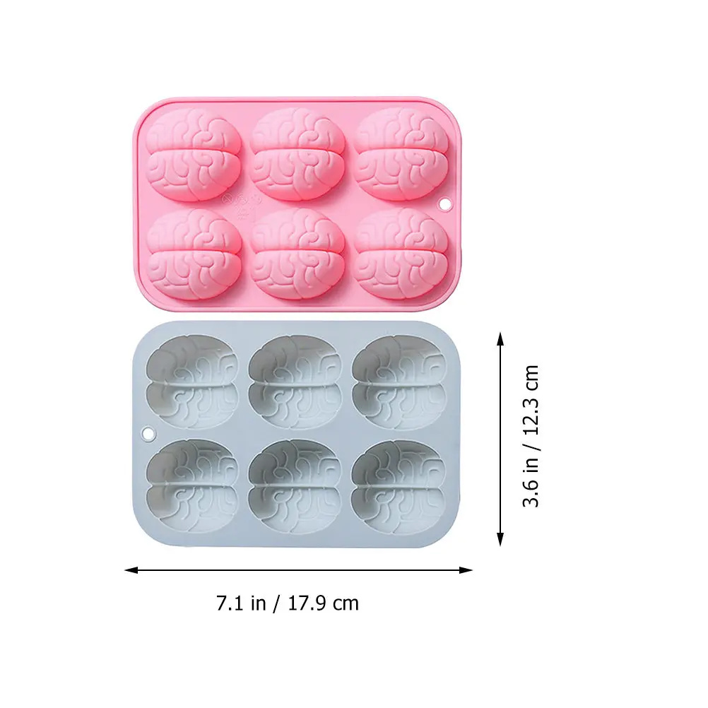 2Pcs Silicone Brain Mold Chocolate Flexible Candy Baking DIY Cake Fondant Mold Creative Silicone Baking Molds Kitchen Chocolate view 5