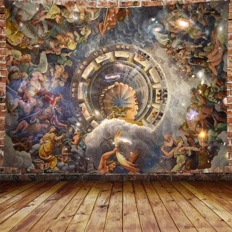 Royal Ceiling Painting Tapestry Fantasy 18th Century Classical Baroque Painting Wall Tapestry, 60