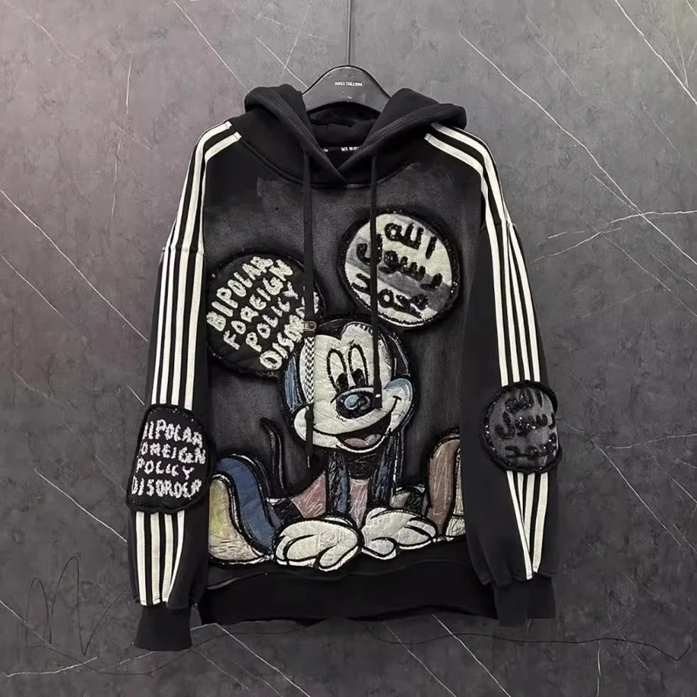 

plus Size Autumn Winter New Heavy Cartoon Animal Fleece Hoodie Women Lazy Top Comfortable Oversized Sweatshirt