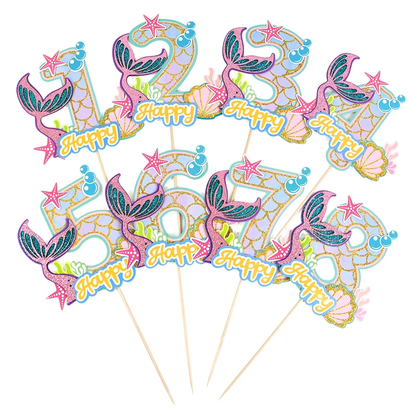 

Numbers 1-9 Mermaid Birthday Party Decoration Mermaid Tail Cake Topper Girl Mermaid Birthday Cake Decor Baby Shower Supplies