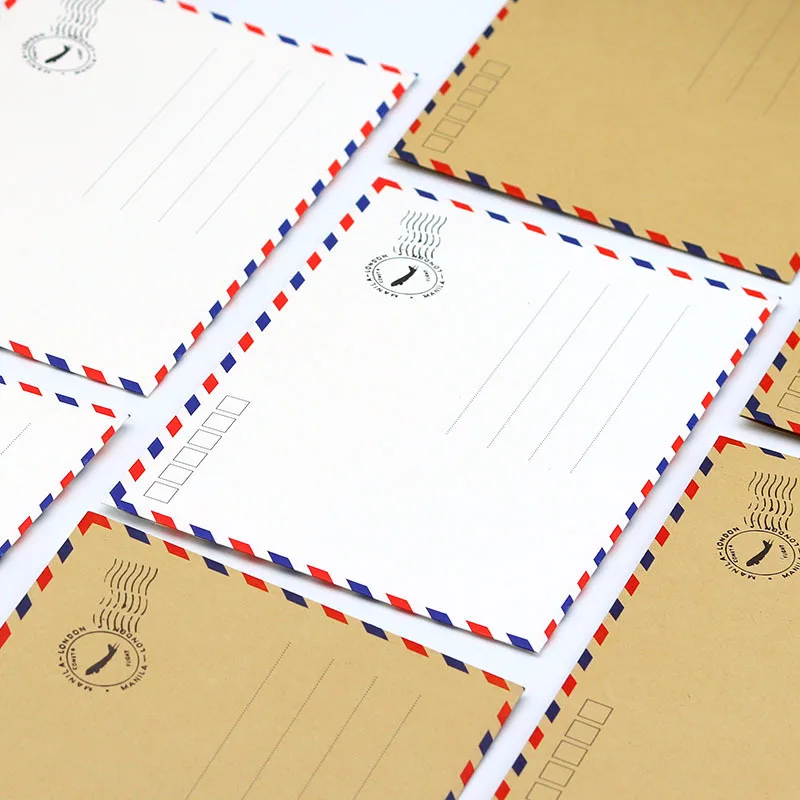 20pcs/batch kraft paper envelope with color stripe edges, aviation envelope storage envelope 17.5 * 12.3cm