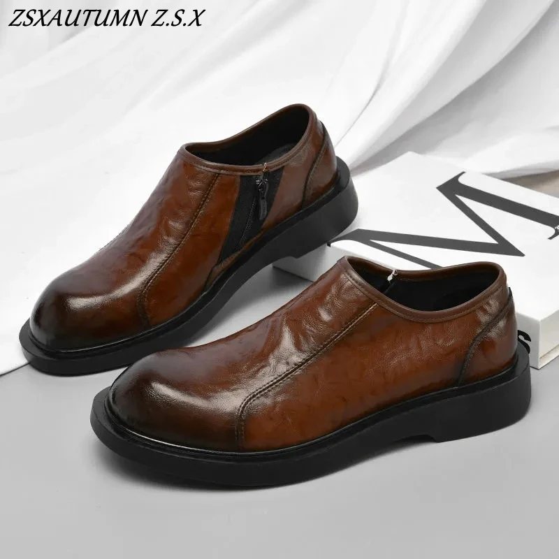 Estilo britânico sapatos casuais sapatos de couro sola grossa sapatos formais moda mocassins elegante lazer sapatos masculinos primavera outono novo