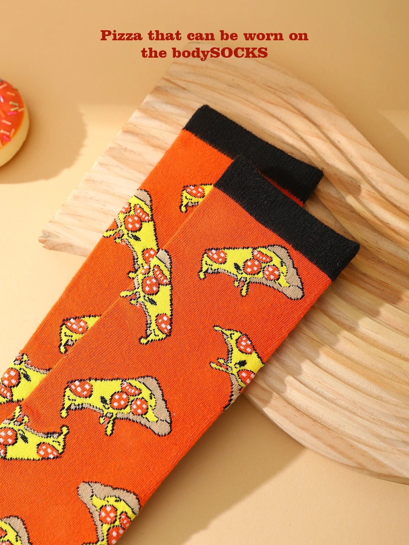 زوج واحد من جوارب البيتزا المتوسطة القطع للجنسين مع هدية عطلة إبداعية ومثيرة للاهتمام