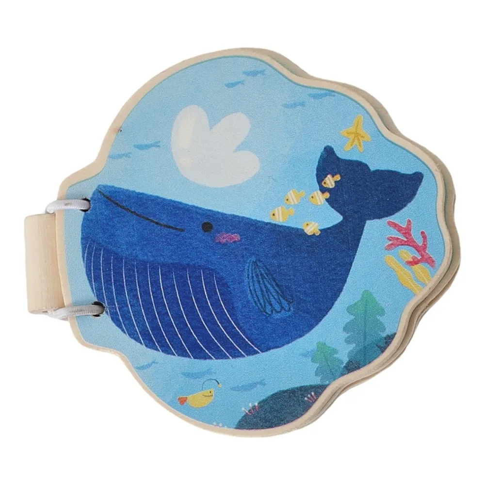 Zeedieren Illustratie Montessori Babyboek Thuis Educatief Houten Materiaal Houten Boo Geïllustreerde pagina's Vroeg leren