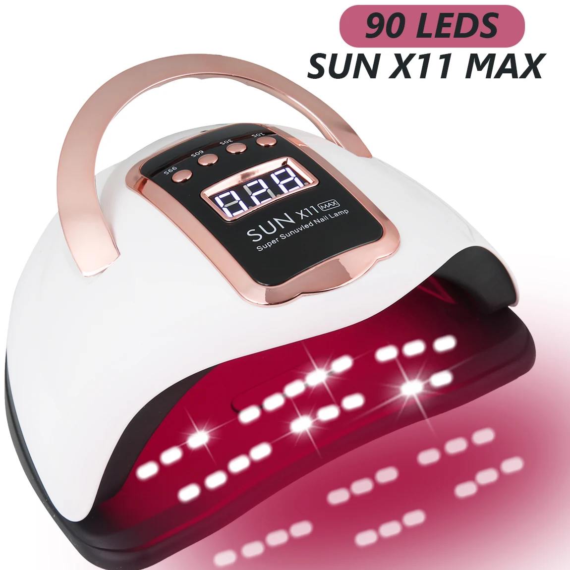 

Новая модернизированная УФ/светодиодная лампа для ногтей с красным светом, 90 ламповых бусин, профессиональная сушилка для ногтей с экраном дисплея, 4-кратная быстрая гелевая лампа для отверждения ногтей