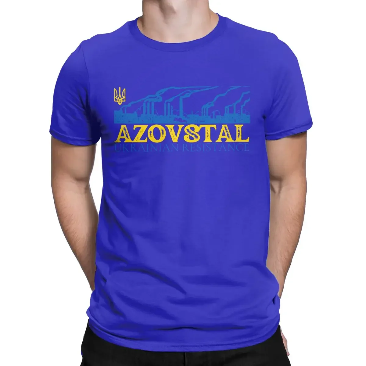 Clothing Short Sleeve Crew Neck Tees Plus Size T-Shirts Men's shirt Azovstal Resistance Ukrainian Defender Cotton tee