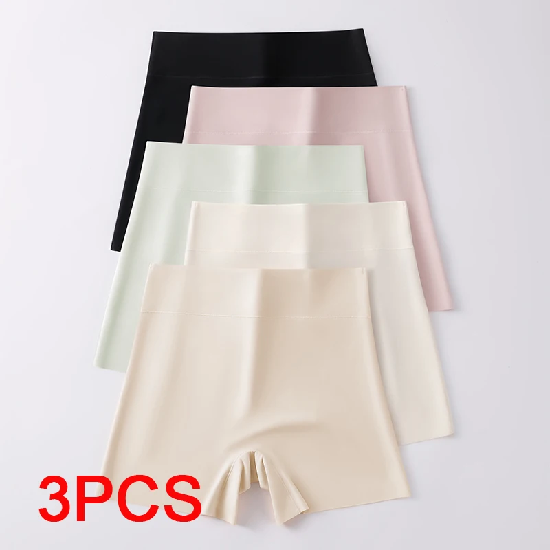 3Pcs Women's Summer Shorts Under the Skirt Briefs Panties Women Micro Underwear Ice Silk Safety Short Pants Protective Boxer