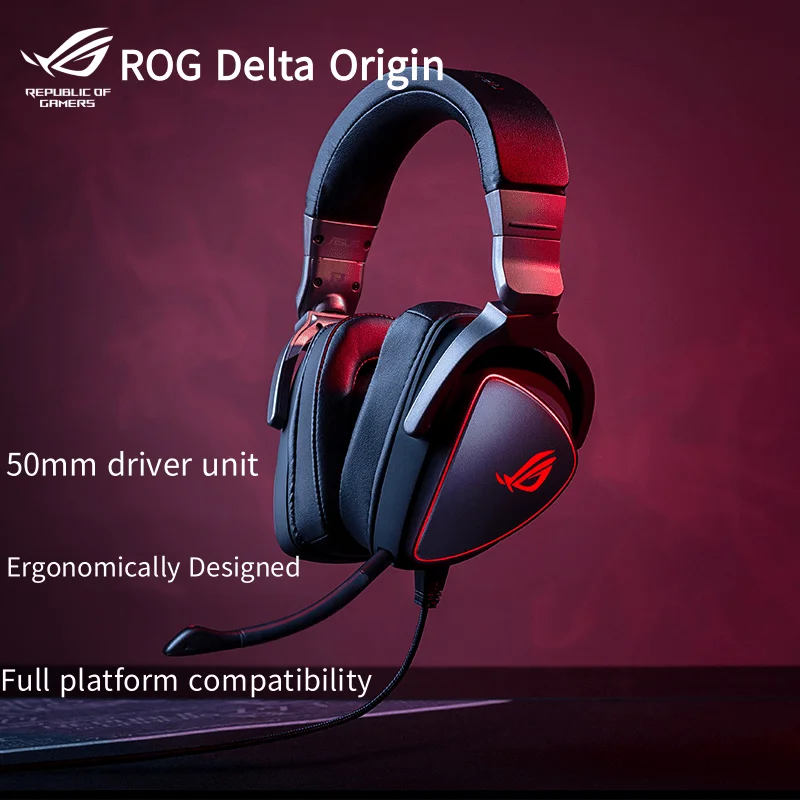 

Проводные наушники ROG Delta Origin, проводные наушники для киберспорта, кабель 1,5 м, освещение RBG