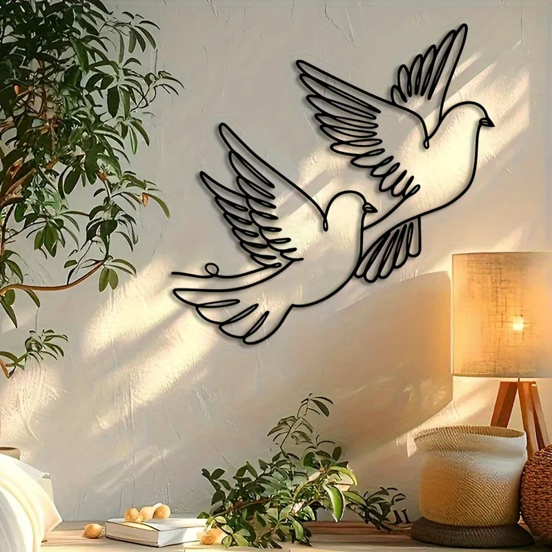 Peace Dove Metal Wall Art 40cm Modern Laser Cut Sculpture Indoor Outdoor Home Decor Housewarming Gift