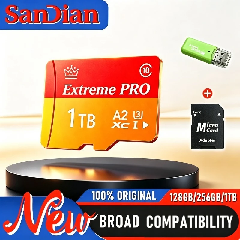 High-Speed Micro SD Memory Card 128GB/256GB/2TB UHS-I U3 A2 with Adapter, UHD Compatible for Android Phone, Gaming & Tablet.