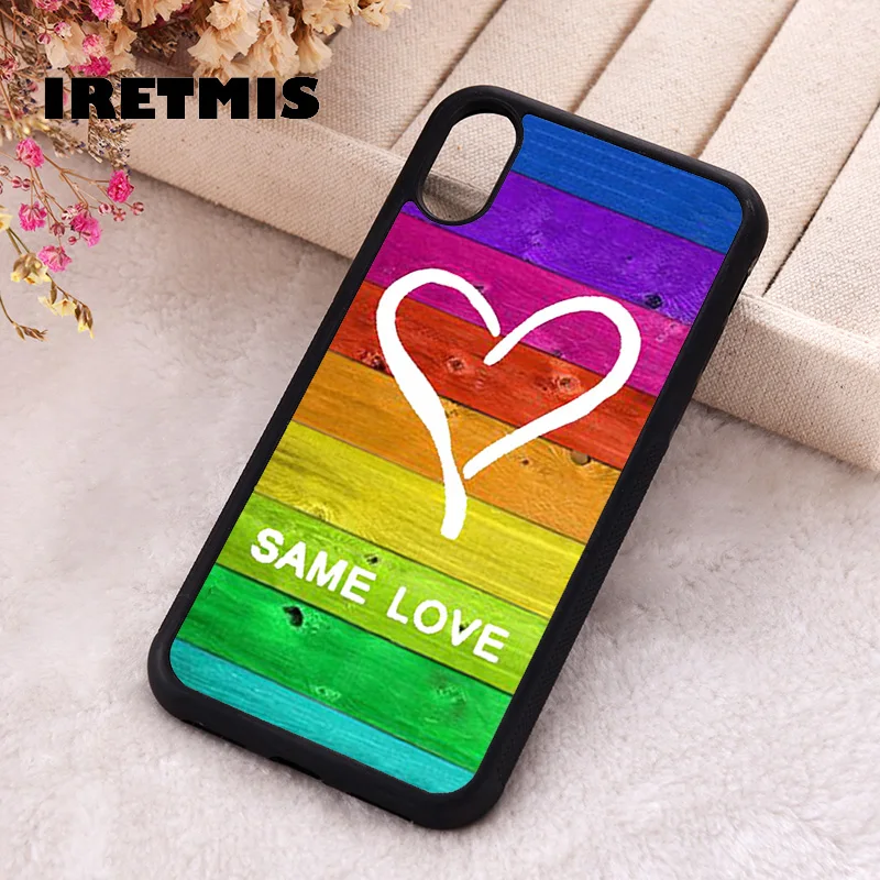 Iretmis Phone Cover Case For iPhone X XS Max XR 11 12 13 PRO MINI 14 15 16 Plus Rubber Silicone Same Love Rainbow Pride