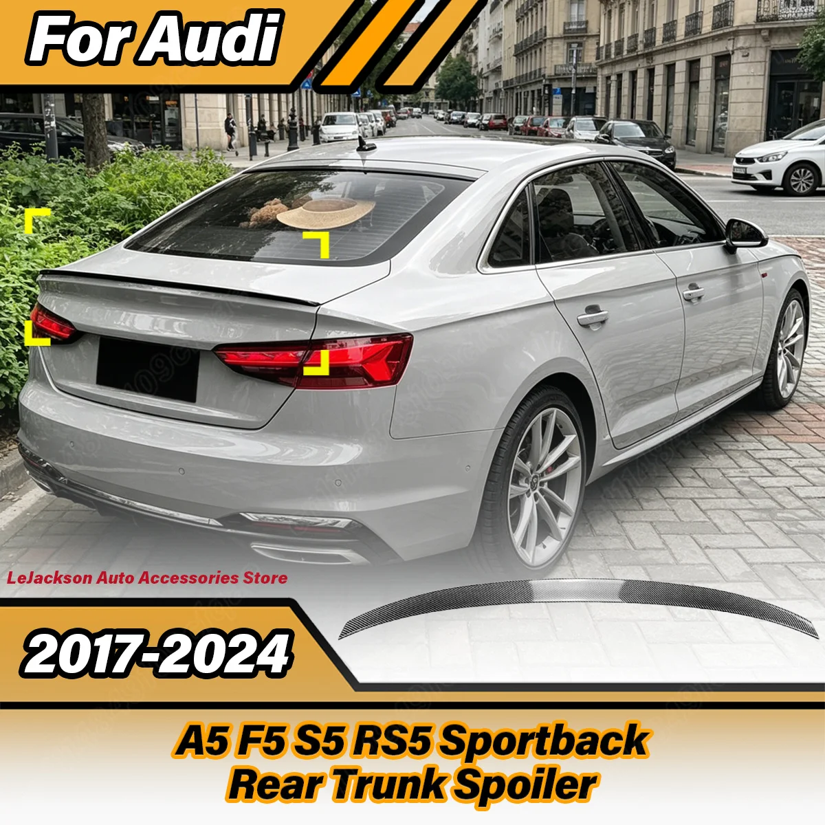 

For Audi A5 F5 S5 RS5 Sportback 2017 2018 2019 2020 2021 2022 2023 2024 Automobile Rear Trunk Spoiler Body Modification Kit