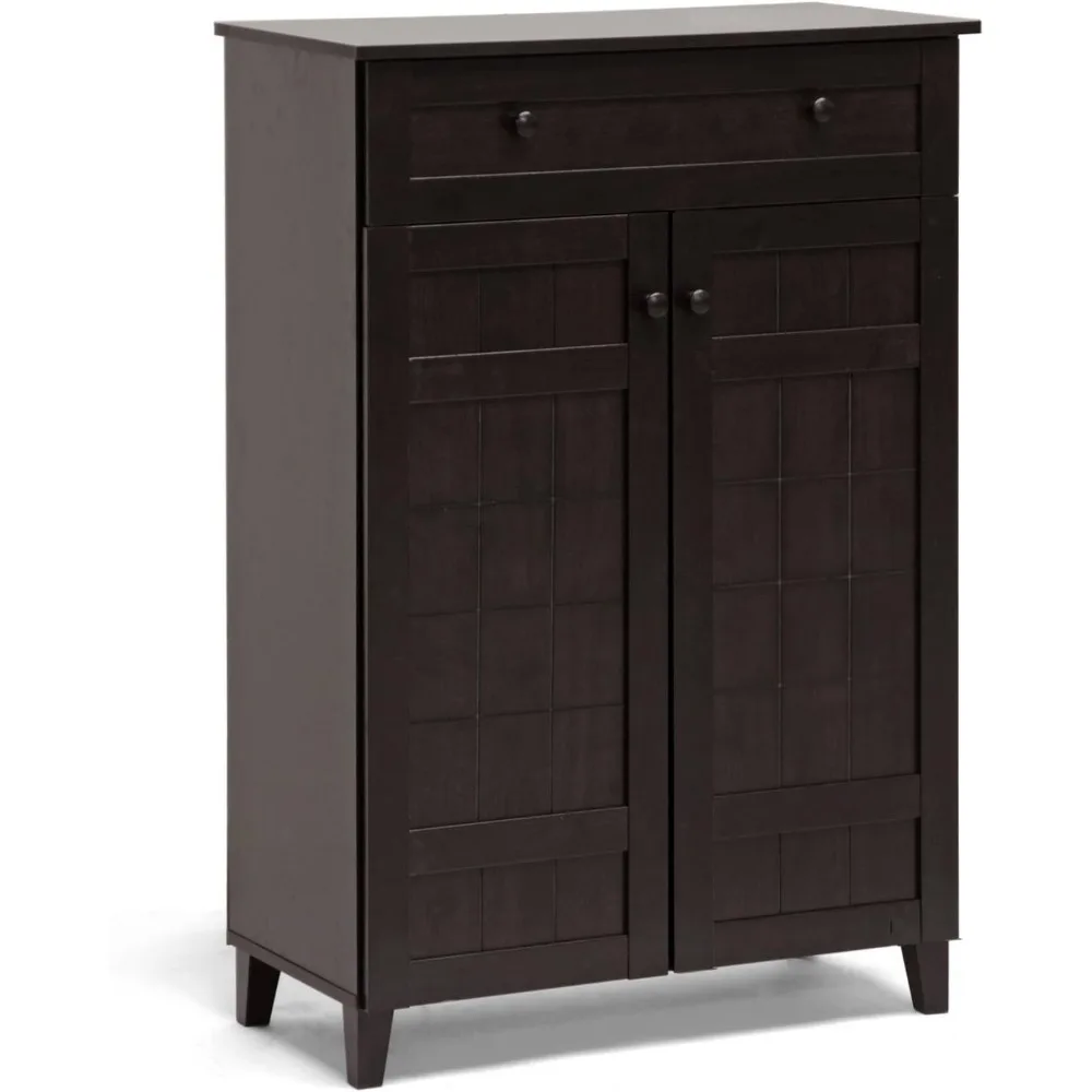 Glidden 1- Drawer Shoe Storage Cabinet, Dark Brown (91-4518-HiT)