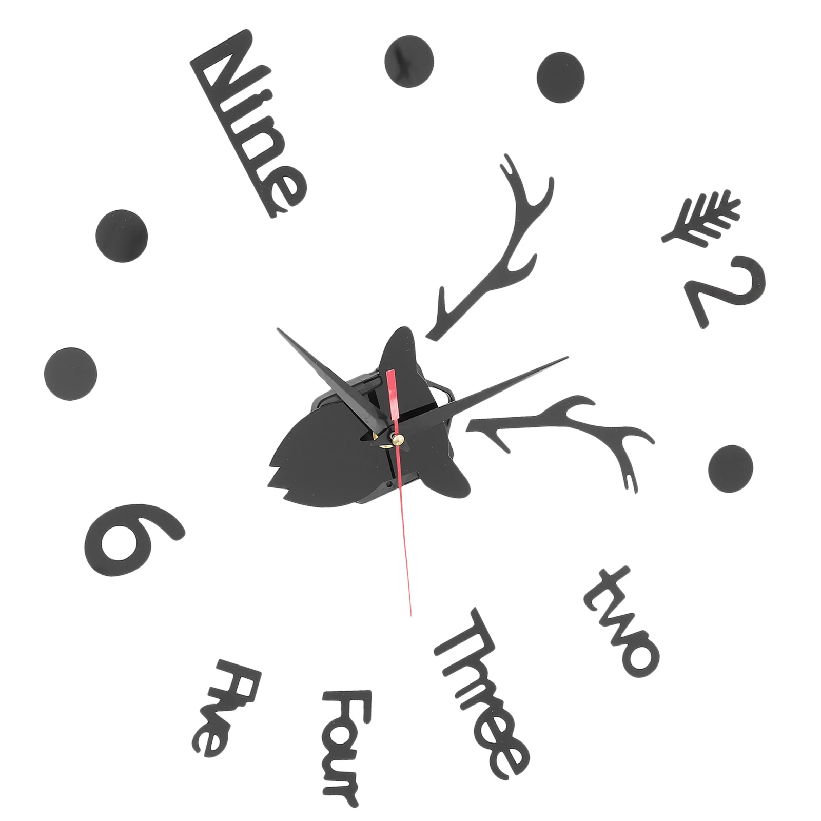 

Deer Head Wall Clock Acrylic Silent Decoration Living Room Bedroom Kitchen Black Color Retro Style DIY Clock