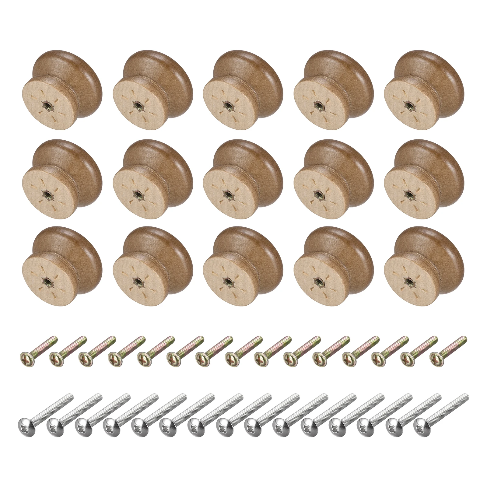 

15pcs 33mm Dia Round Wooden Cabinet Knobs Pull Handles Furniture Drawer Pulls Handles with Screws for Wardrobe Dresser Closet