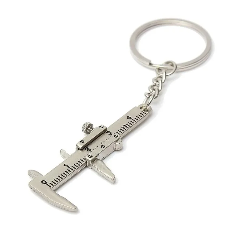 Portable Mini Metal Ruler Vernier Caliper Ruler Key Chain Movable Vernier Caliper Ruler Model Keychain