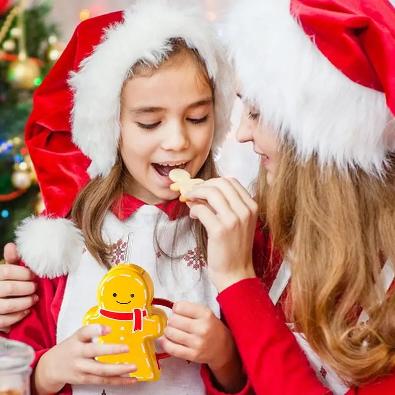 Winter Coffee Mug Ceramic Novelty Coffee Mug With Lid 450ml Tea Cups Cute Gingerbread Man Cup For Milk Tea Coffee Cocoa Water