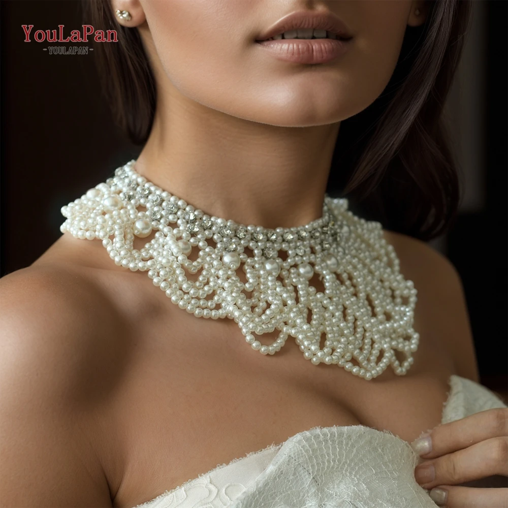 Youlapan Fashion Necklaces Pearl Women Layered Choker Luxury DIY Handmade Pearls Body Chains Beaded Bride Shoulder Cover VG05