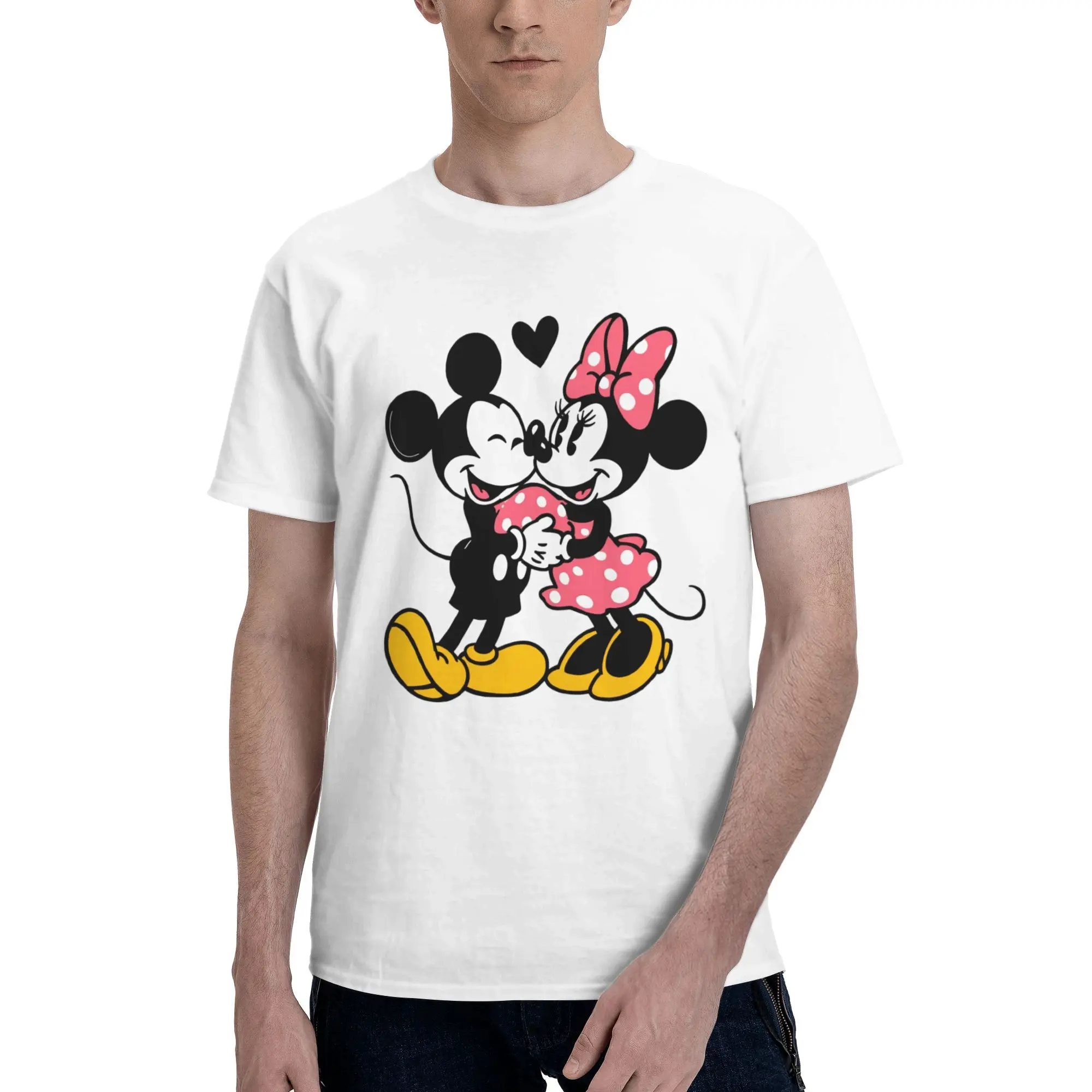 

Custom Mickey Mouse Minnie Mouse T Shirt for Men 100% Cotton Tshirt Fashion Tee Short Sleeves T-shirt Slim Fit Clothing