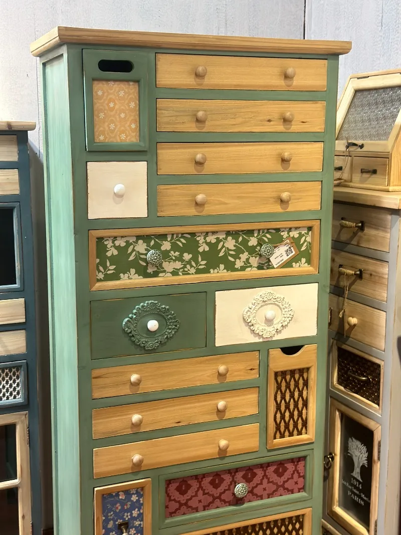 French retro pattern engraving craft furniture classic creative antique multi-drawer chest storage cabinet