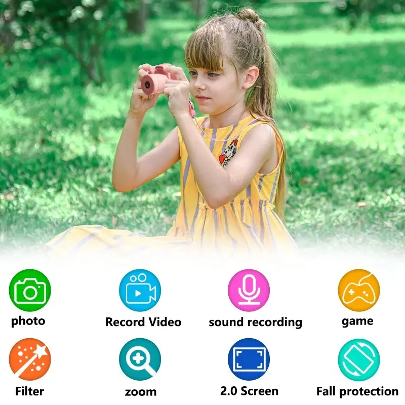 Long Lens Digital Kids Camera IPS Screen Toddler Portable Toys Boys Girls Gift Of Christmas Birthday Festival No SD Card Indside