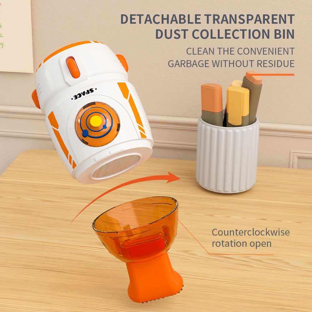 Rocket Shape Mini Desktop Vacuum Cleaner, USB Rechargeable, Portable Cordless Dust Sweeper for Office Home Keyboard