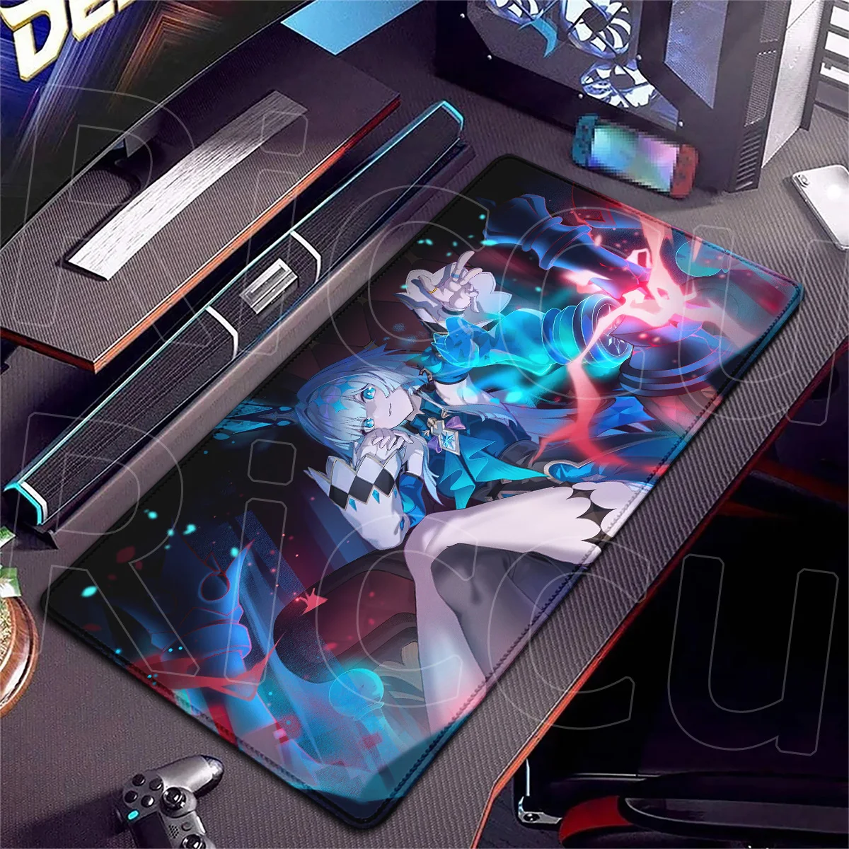 Büro-Gummi-Zubehör, abschließbarer Rand, Desktop-Teppich, Cerydra Honkai Star Rail, Kawaii-Mauspad, großes, waschbares PC-Mauspad, 90 x 40 cm – Detail 7