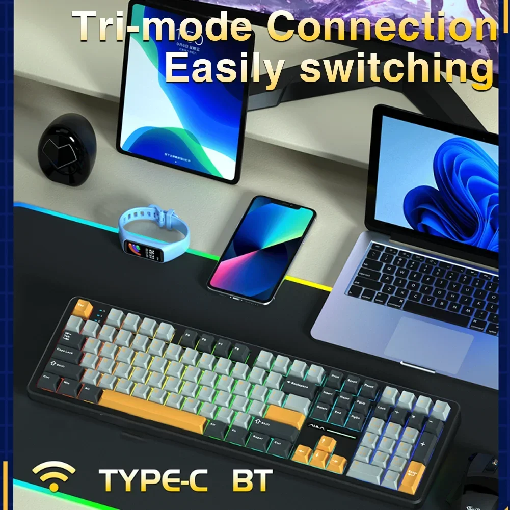 AULA F108 Keyboard 100% Layout 1K Polling Rate Mechanical Gaming Keyboard Hot Swappable Linear Switch with Macro Software image 3